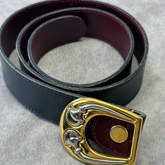 Gucci Vintage Reversible Leather Belt Dual Tone Buckle Small 2/4 - Picture 5 of 12